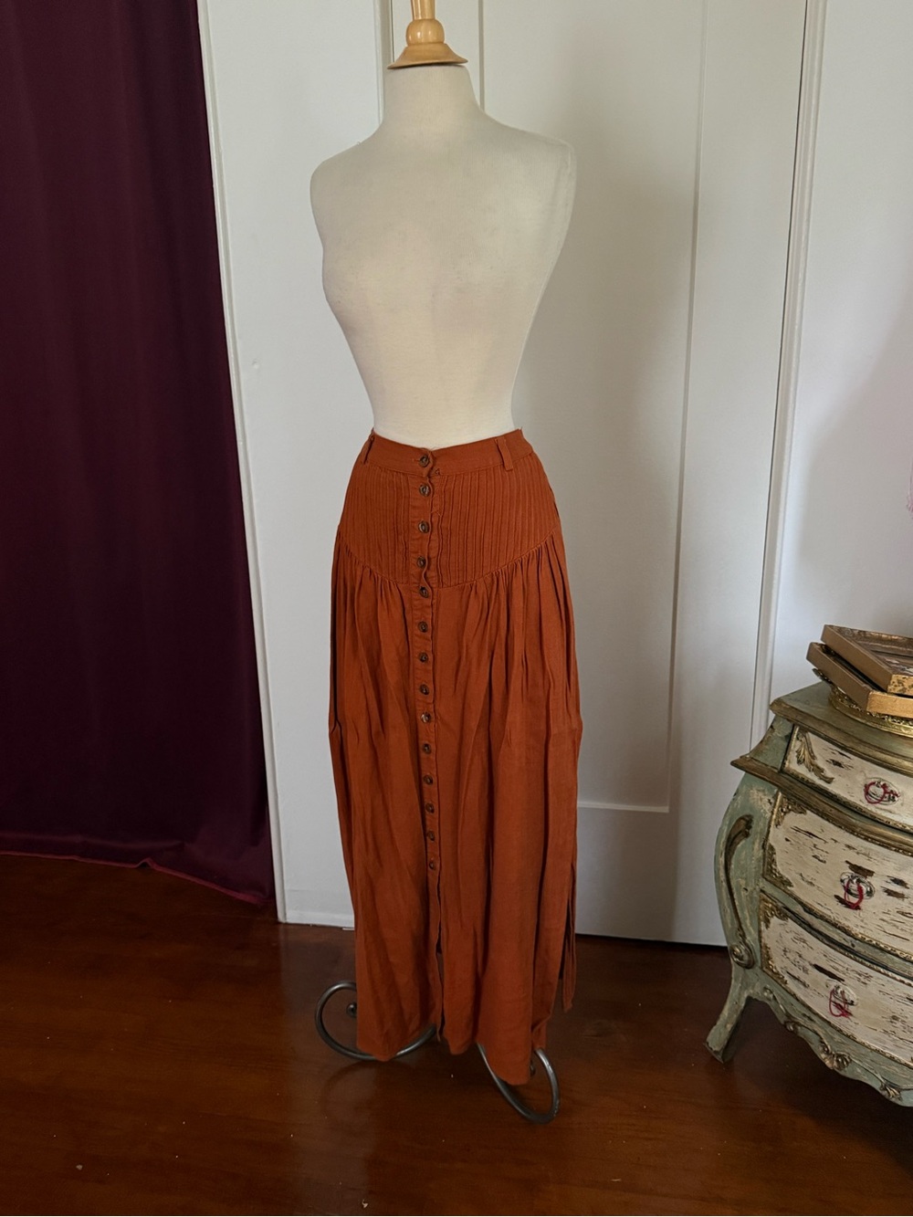 Spell Rust Button-Front Maxi Skirt - Picture 2 of 7